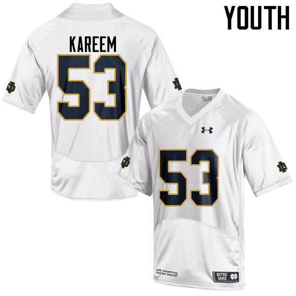 Youth #53 Khalid Kareem Notre Dame Fighting Irish College Football Jerseys-White